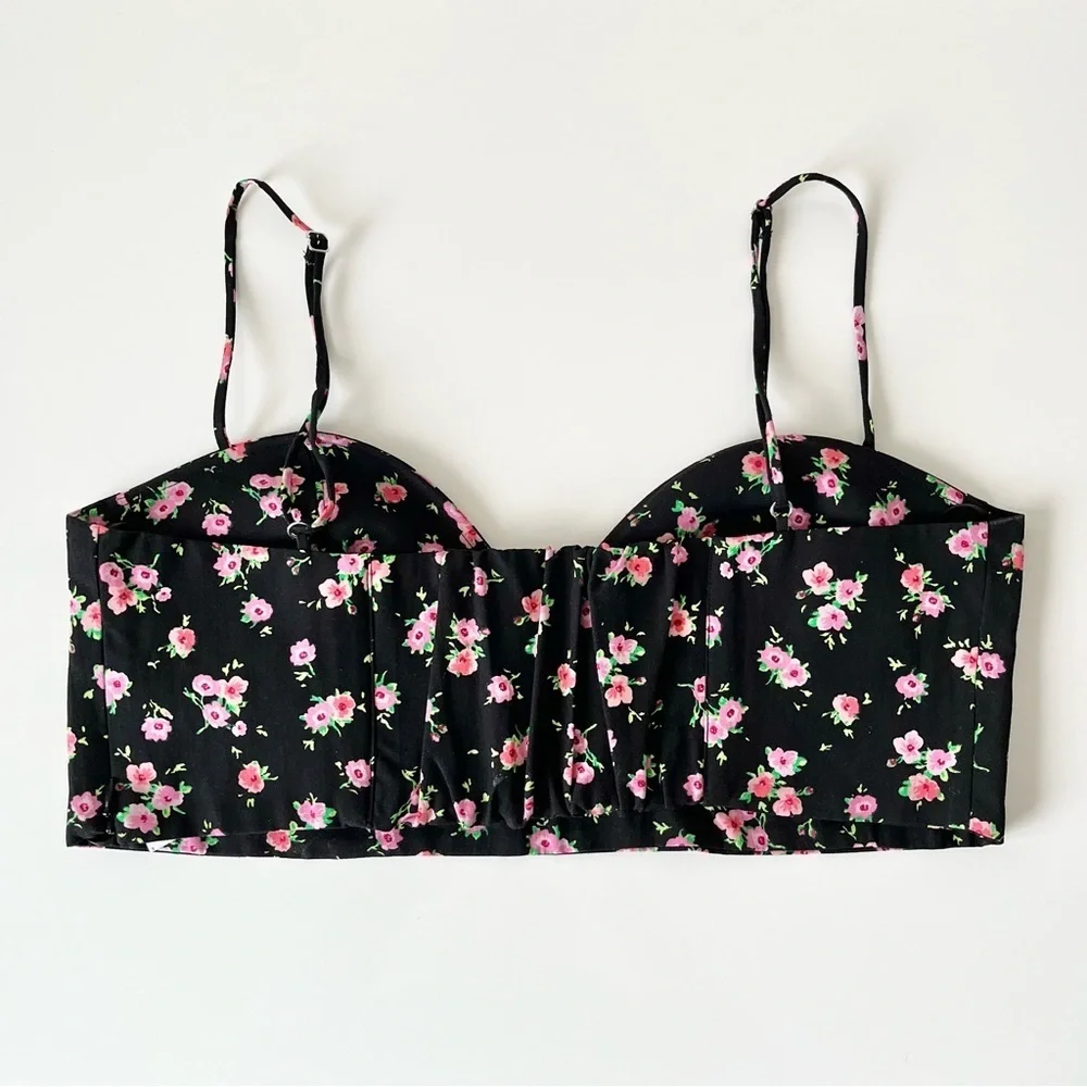Zara Ditzy Floral Bustier Corset Crop Top Size XL - Picture 4 of 11